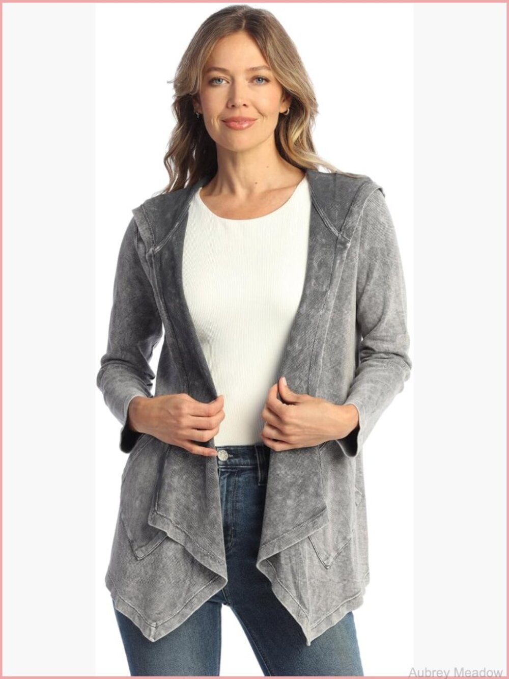 Thermal Cascading Cardigan Hooded Patch Pockets Lightweight